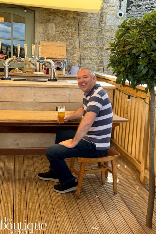 David enjoying a local beer at The Farmers Dog